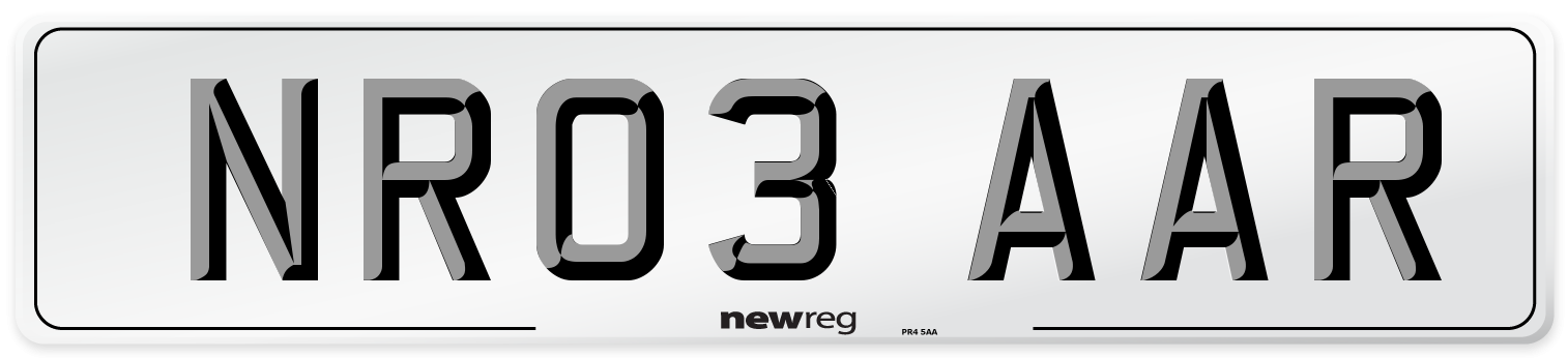 NR03 AAR Number Plate from New Reg